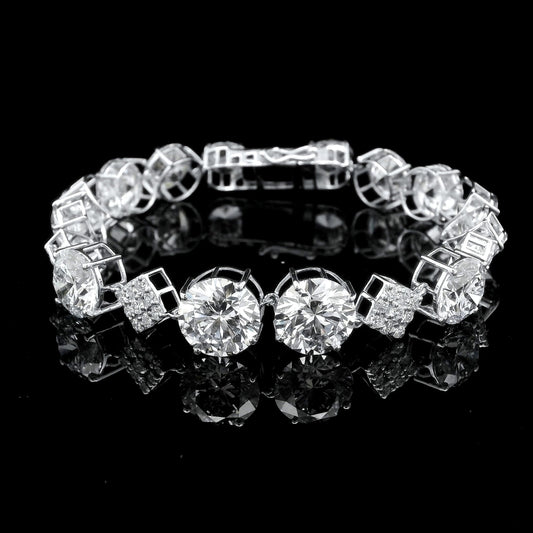32.52 Ct Round Lab Grown Diamond 14K Gold Bracelet