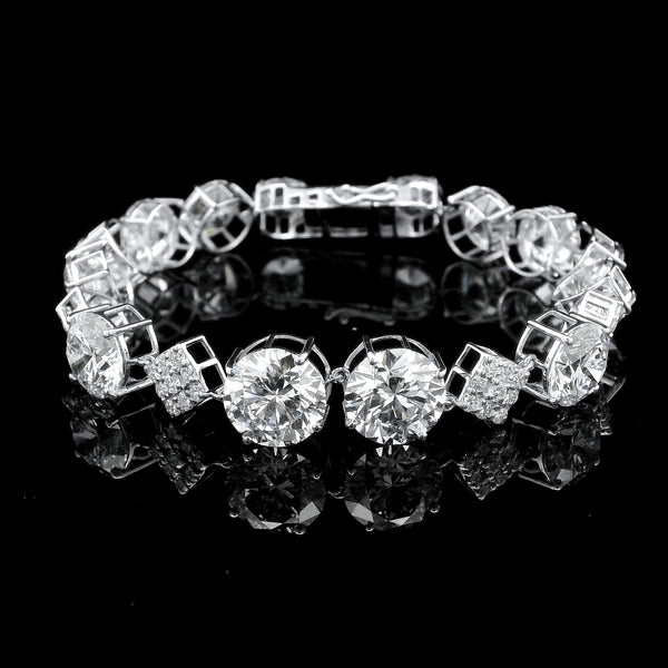 32.52 Ct Round Lab Grown Diamond 14K Gold Bracelet