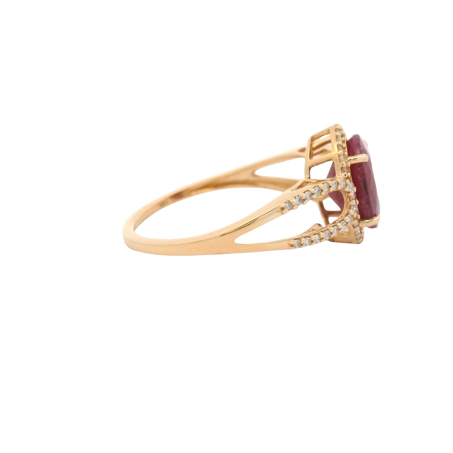 2.48 Ct Oval Mixed Cut Natural Corundum Ruby 14K Gold Ring