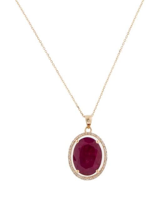 14K Ruby & Diamond Pendant Necklace