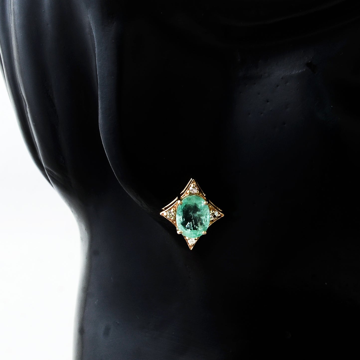 2.86 Ct Oval Emerald 14K Gold Earrings