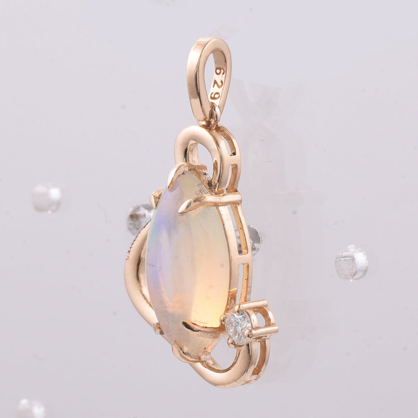 2.28 Ct Marquise Cabochon Cut Natural Opal 14K Gold Pendant
