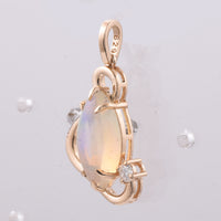 2.28 Ct Marquise Cabochon Cut Natural Opal 14K Gold Pendant