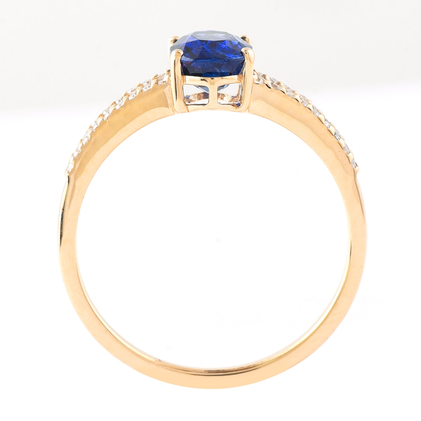 1.47 Ct Oval Mixed Cut Natural Sapphire 14K Gold Ring