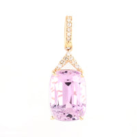 6.08 Ct Rectangular Cushion Mixed Cut Kunzite 14K Gold Pendant