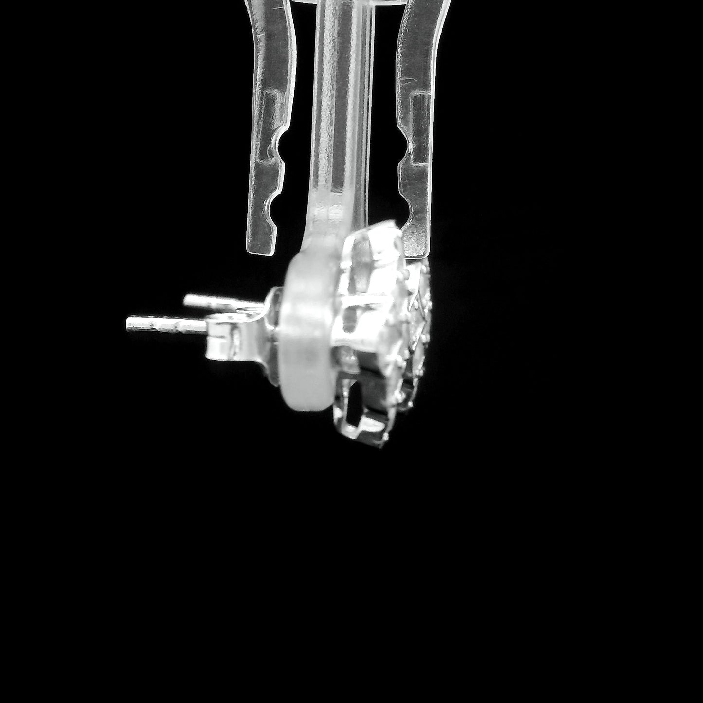 0.43 Ct Round Diamond 925 Sterling Silver Earrings