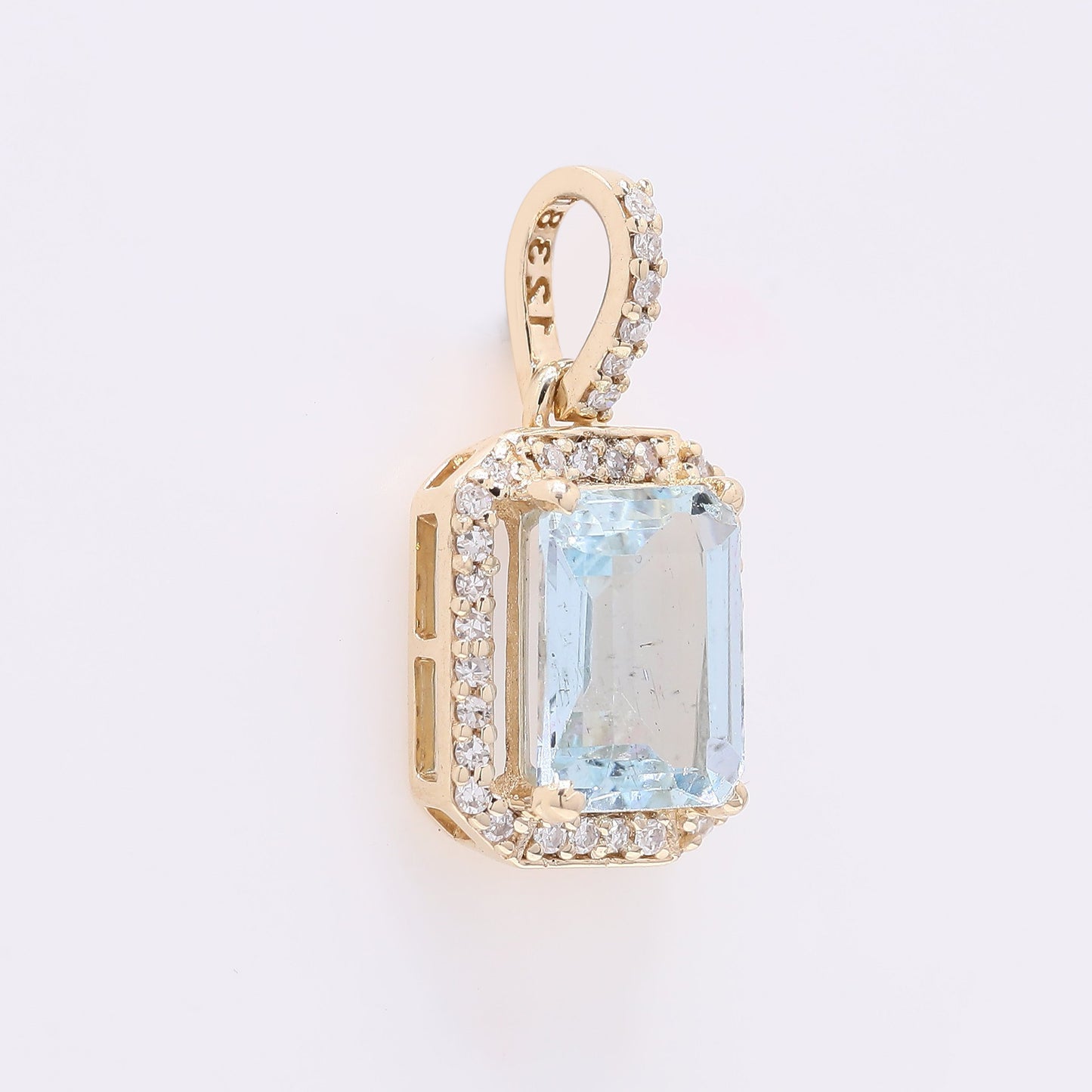 1.44 Ct Octagon Step Cut Natural Aquamarine 14K Gold Pendant