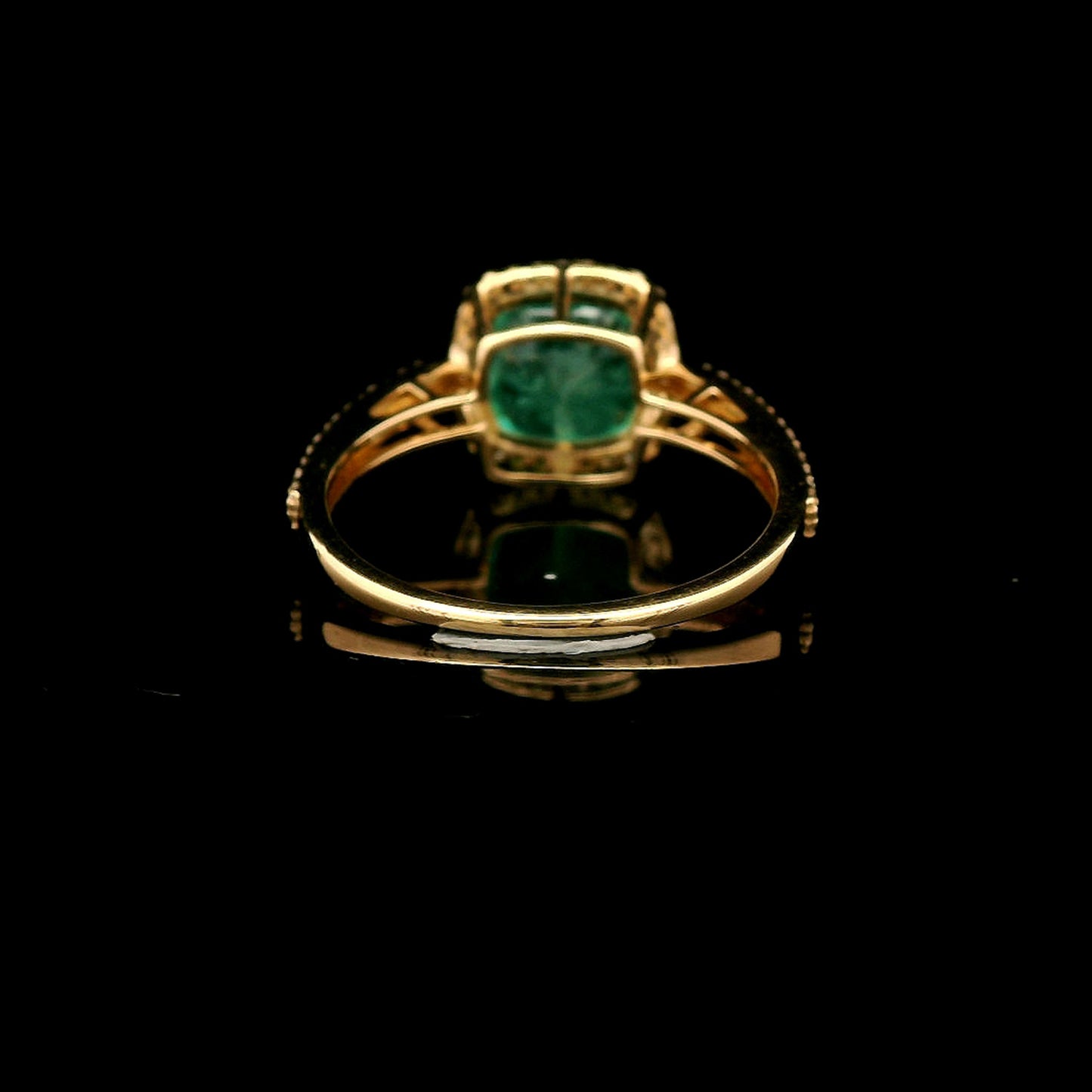 2.52 Ct Cushion Mixed Cut Natural Emerald 14K Gold Ring