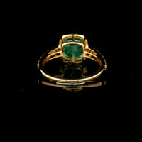 2.52 Ct Cushion Mixed Cut Natural Emerald 14K Gold Ring