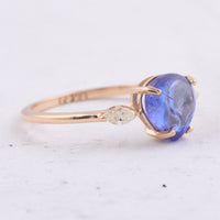 2.20 Ct Fancy Cabochon Cut Natural Tanzanite 14K Gold Ring