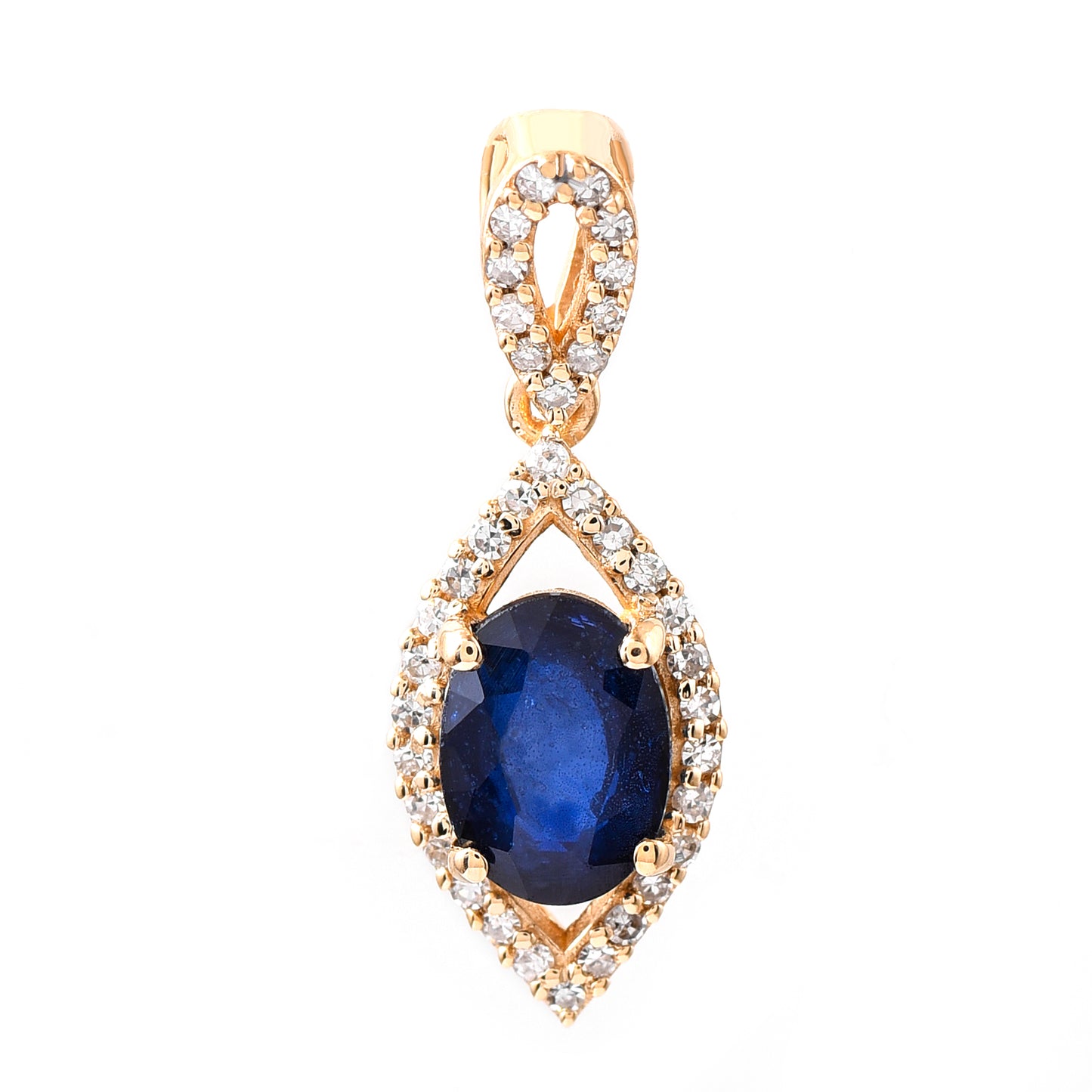 1.28 Ct Oval Mixed Cut Natural Sapphire 14K Gold Pendant