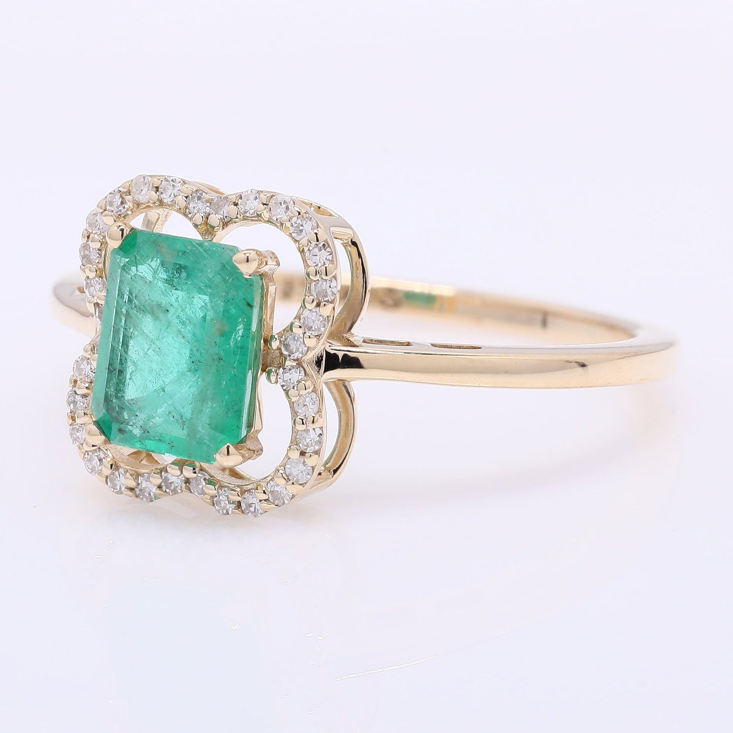 1.04 Ct Octagon Step Cut Natural Emerald 14K Gold Ring
