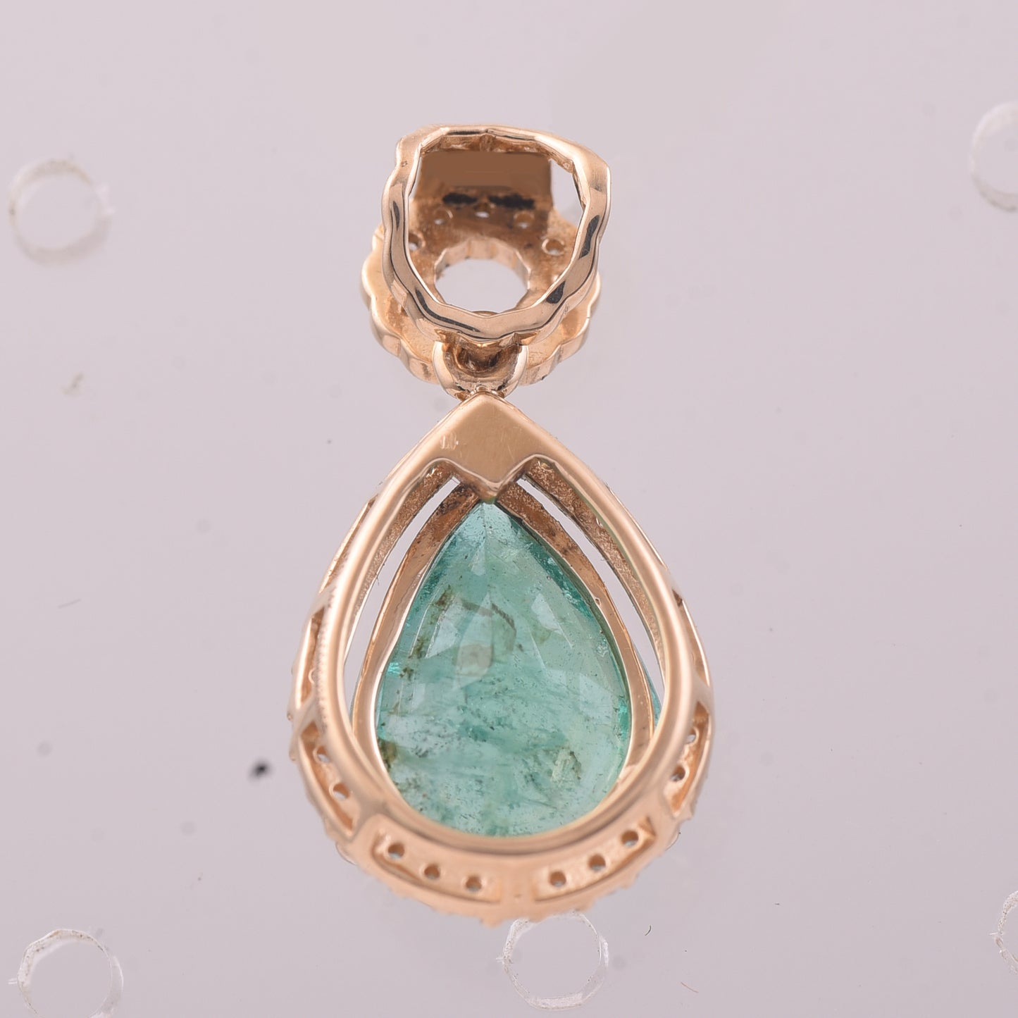 2.21 Ct Pear Mixed Cut Natural Emerald 14K Gold Pendant