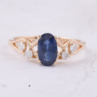 1.60 Ct Oval Natural Sapphire 14K Gold Ring