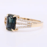2.14 Ct Octagon Step Cut Natural Bi-Coloured Sapphire 14K Gold Ring