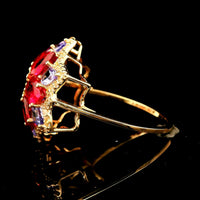 3.91 Ct Pear Rubellite 14K Gold Ring