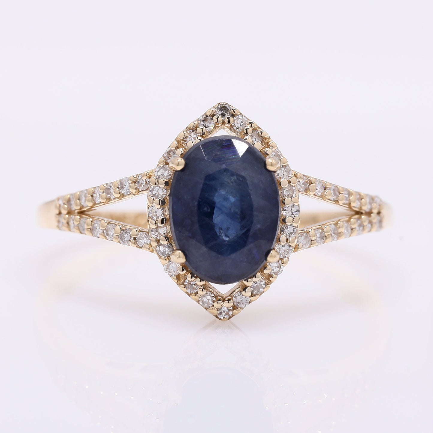 1.95 Ct Oval Mixed Cut Natural Sapphire 14K Gold Ring