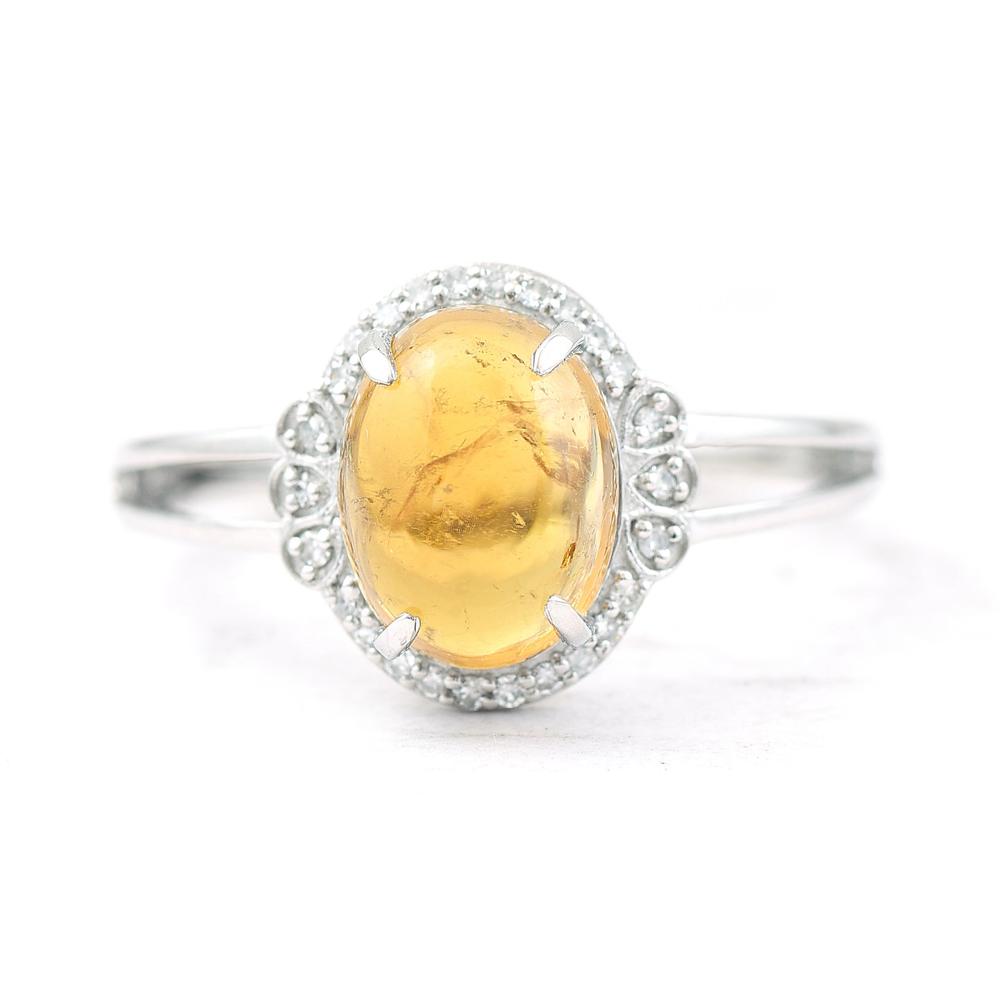 2.76 Ct Oval Cabochon Cut Natural Tourmaline 950 Platinum Ring