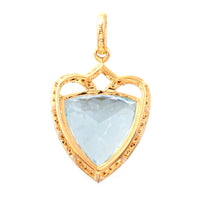 4.06 Ct Triangle Mixed Cut Natural Aquamarine 14K Gold Pendant