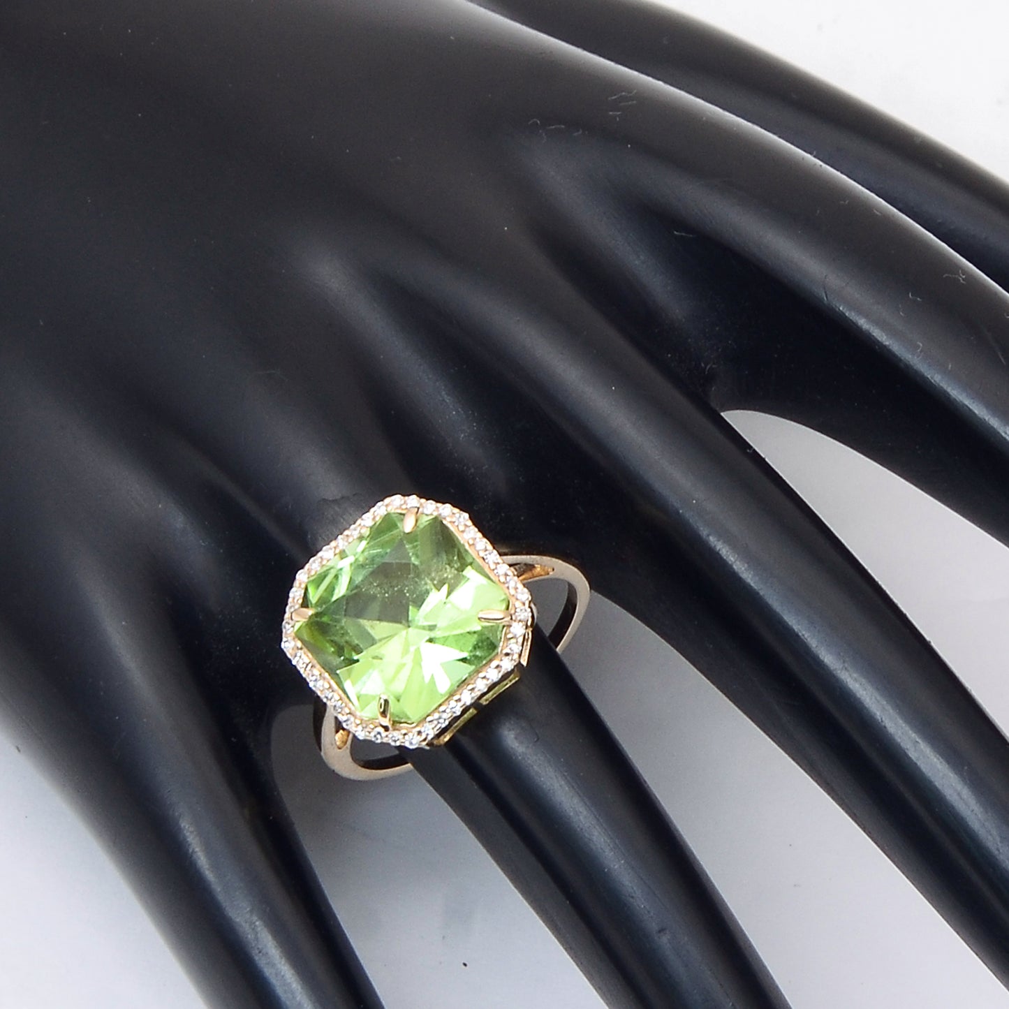 6.61 Ct Octagon Step Cut Natural Peridot 14K Gold Ring