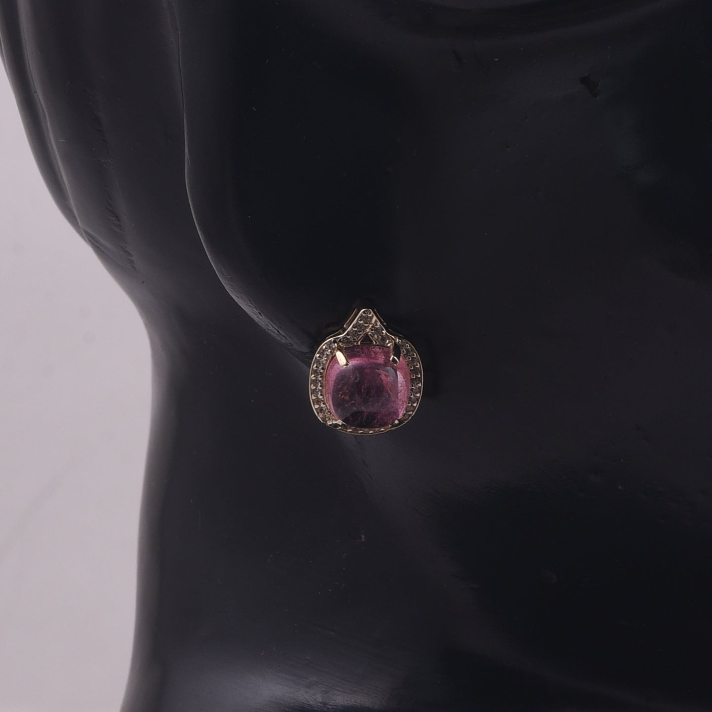 5.42 Ct Cushion Tourmaline 9K Gold Earrings