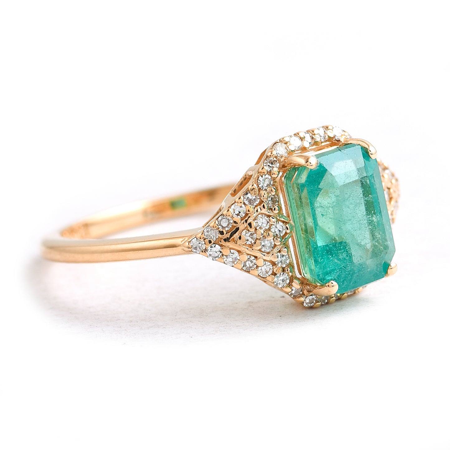 1.93 Ct Octagon Step Cut Natural Emerald 14K Gold Ring