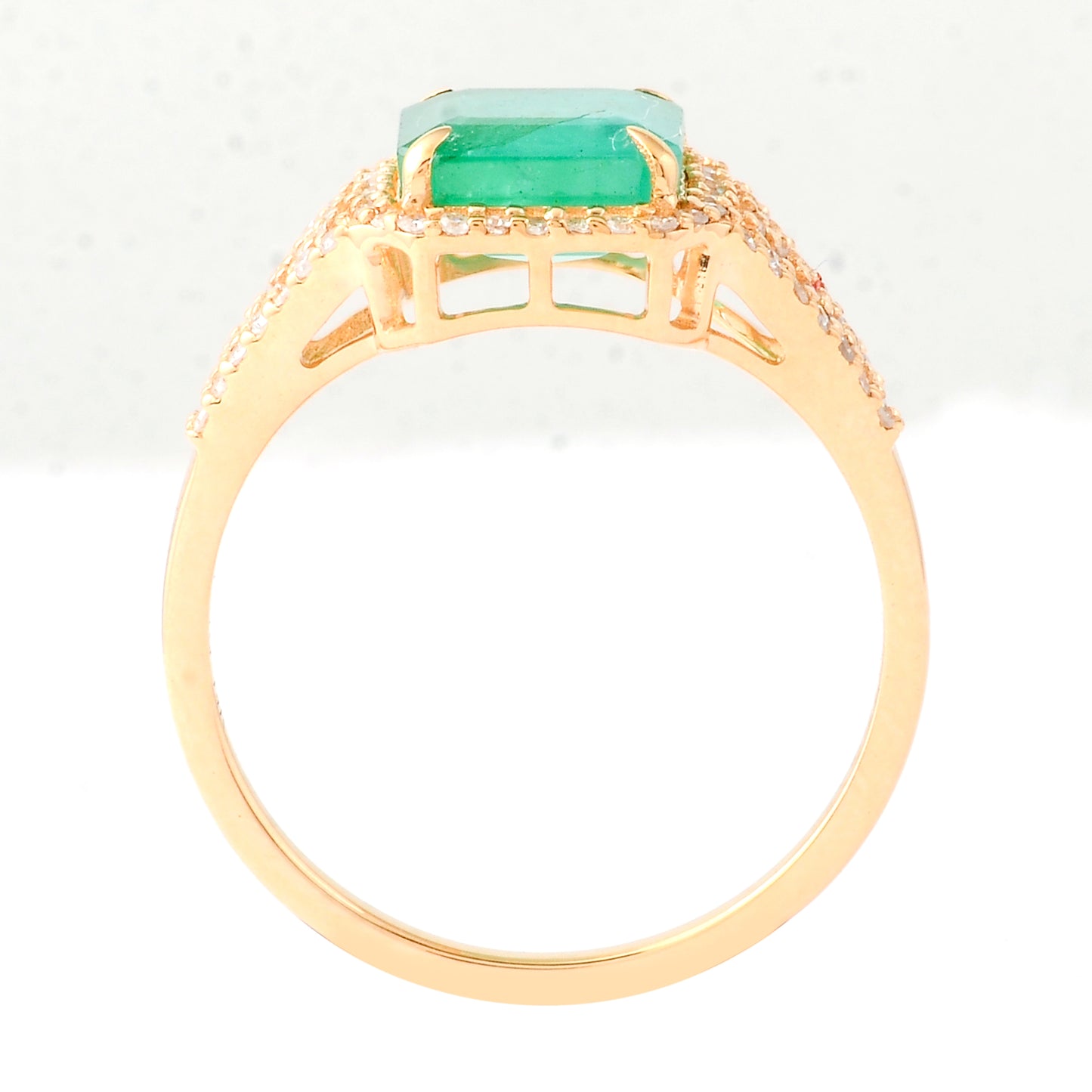 2.06 Ct Octagon Step Cut Natural Emerald 14K Gold Ring