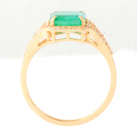2.06 Ct Octagon Step Cut Natural Emerald 14K Gold Ring
