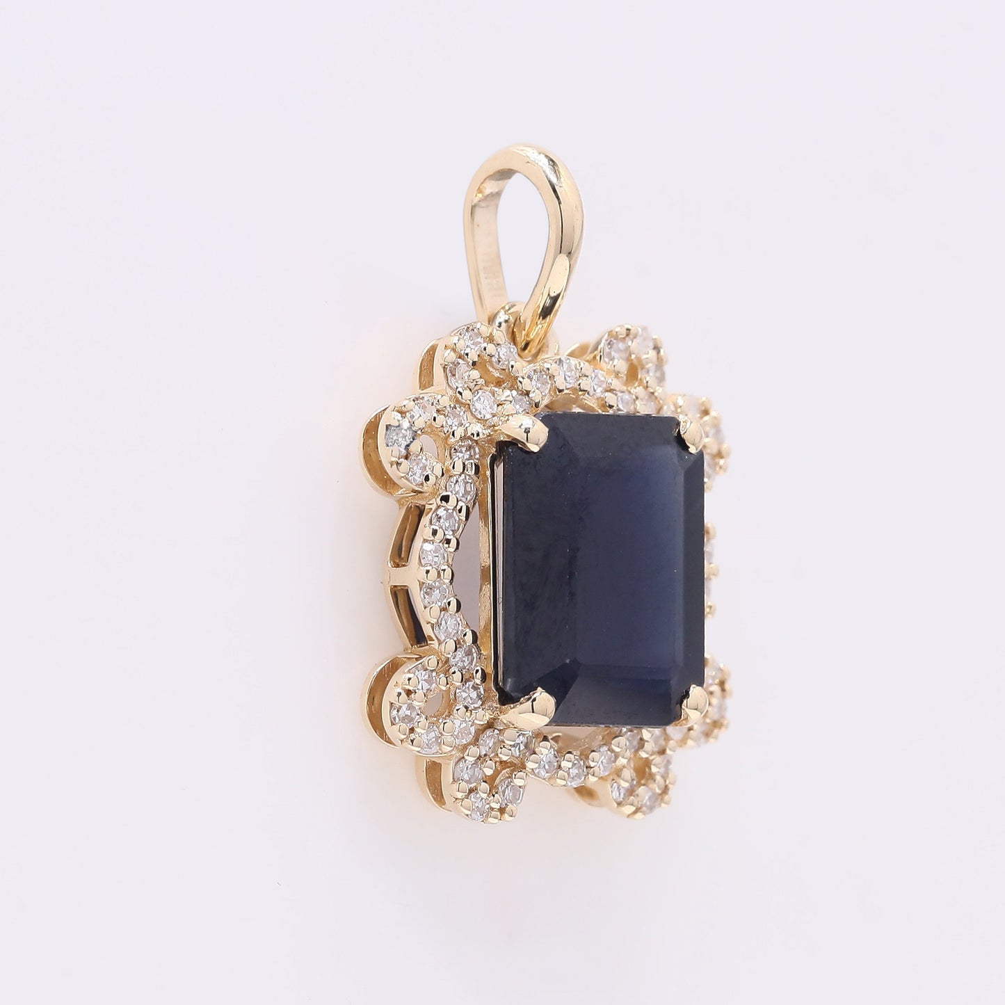 2.78 Ct Octagon Step Cut Natural Sapphire 14K Gold Pendant