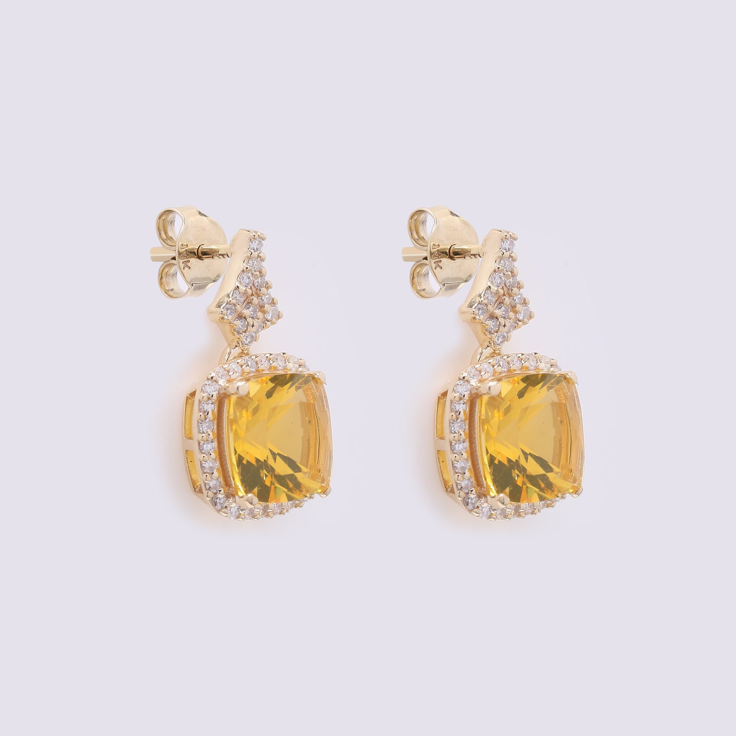 2.03 Ct Cushion Mixed Cut Natural Fire Opal 14K Gold Earrings