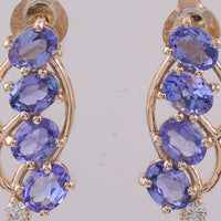 1.48 Ct Oval Natural Tanzanite 14K Gold Earrings