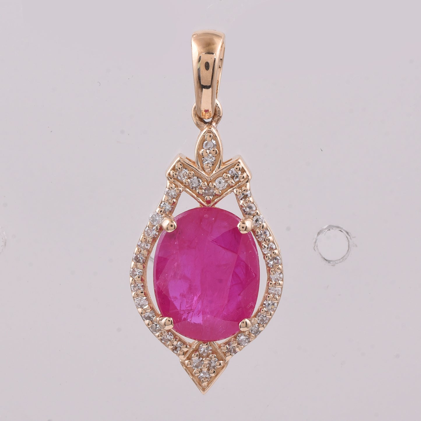 2.05 Ct Oval Natural Ruby 14K Gold Pendant