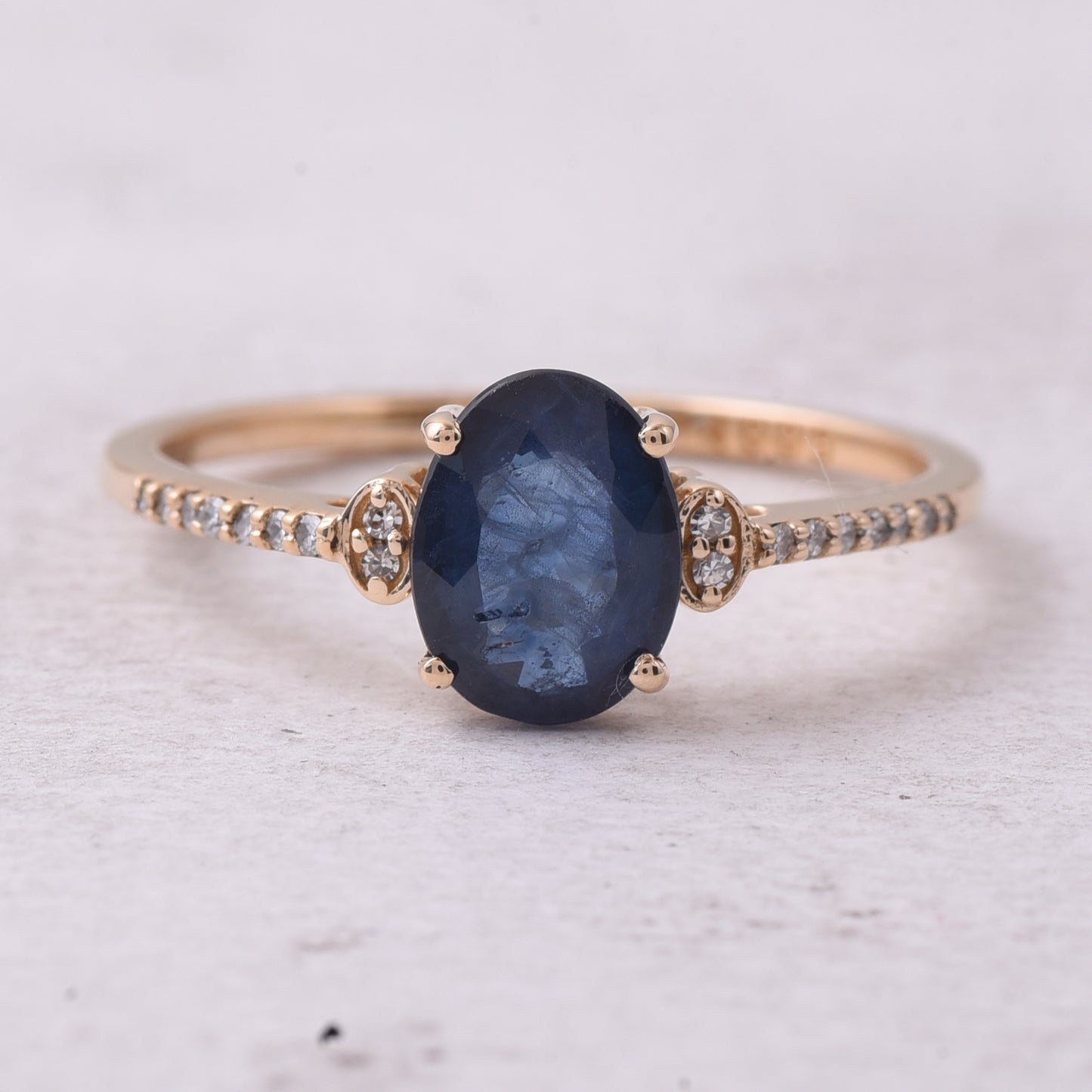 1.43 Ct Oval Mixed Cut Natural Sapphire 14K Gold Ring