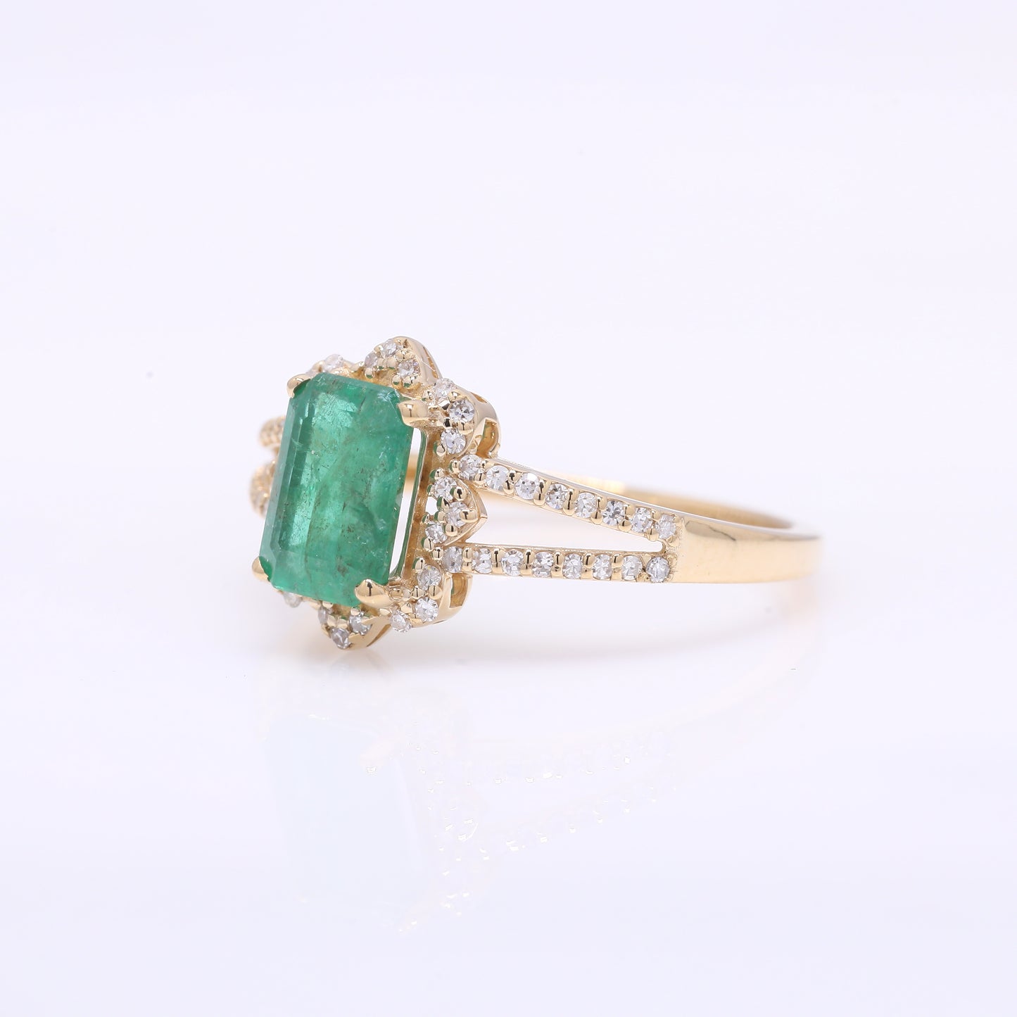 1.40 Ct Octagon Step Cut Natural Emerald 14K Gold Ring