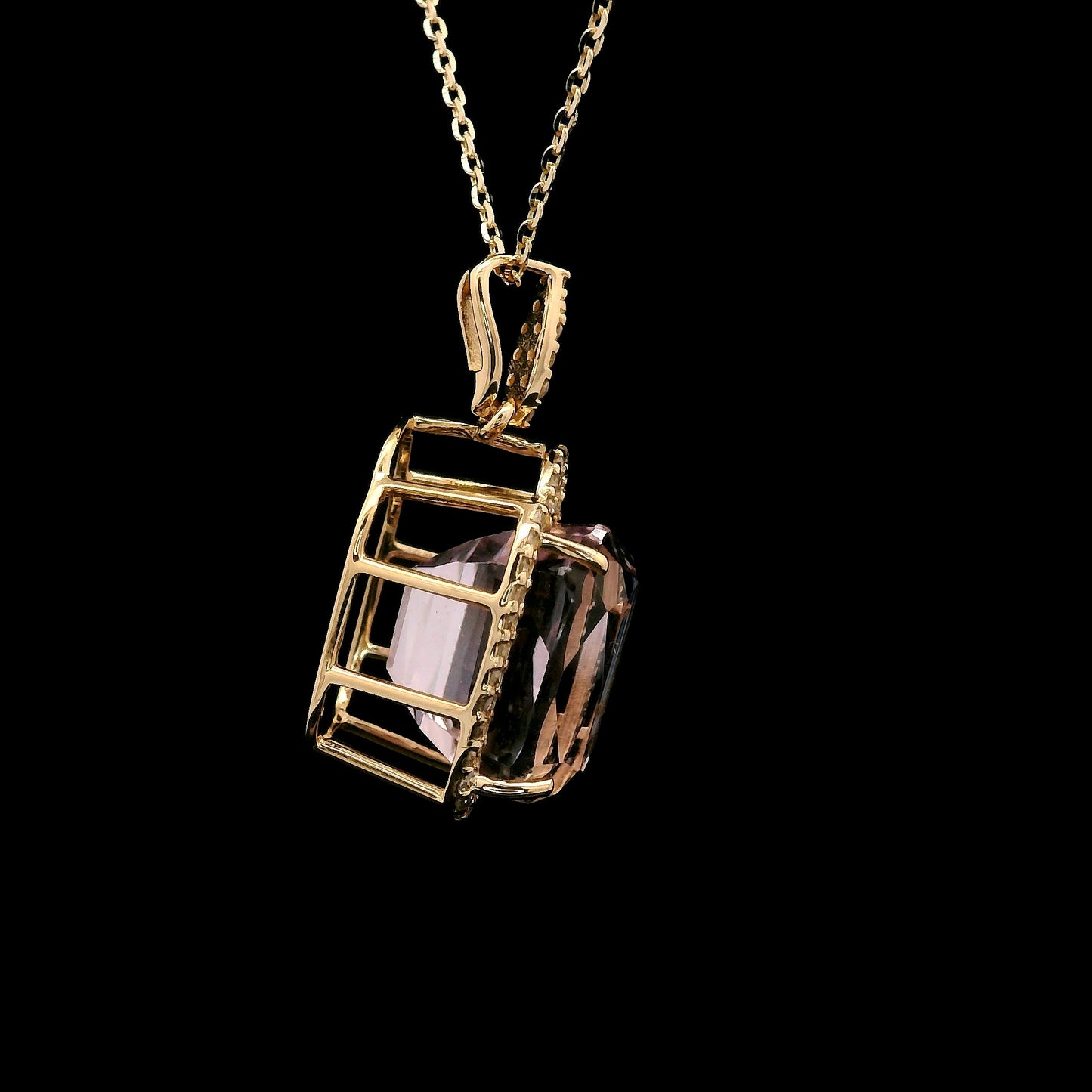 7.21 Ct Cushion Kunzite 14K Gold Pendant