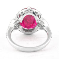 5.68 Ct Oval Mixed Cut Natural Corundum Ruby 950 Platinum Ring