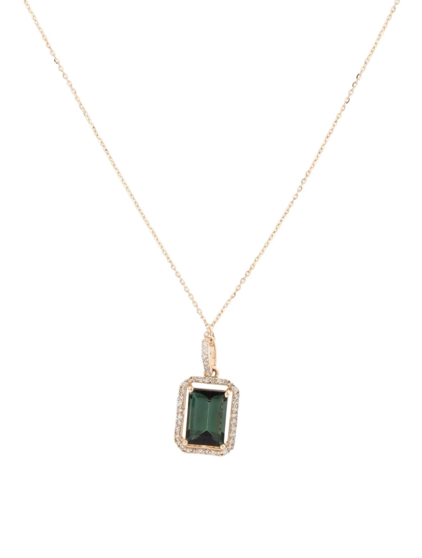 14K Tourmaline & Diamond Pendant Necklace