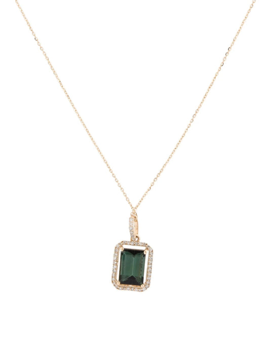 14K Tourmaline & Diamond Pendant Necklace