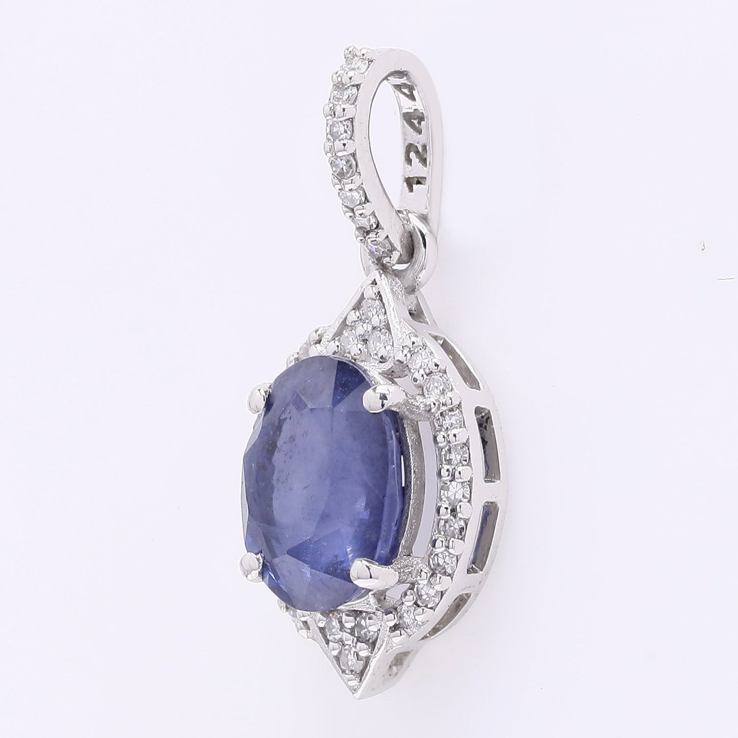 1.55 Ct Oval Mixed Cut Natural Sapphire 950 Platinum Pendant