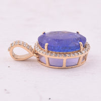 5.26 Ct Oval Mixed Cut Natural Tanzanite 14K Gold Pendant