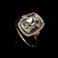 5.59 Ct Cushion Mixed Cut Natural Sunstone 14K Gold Ring