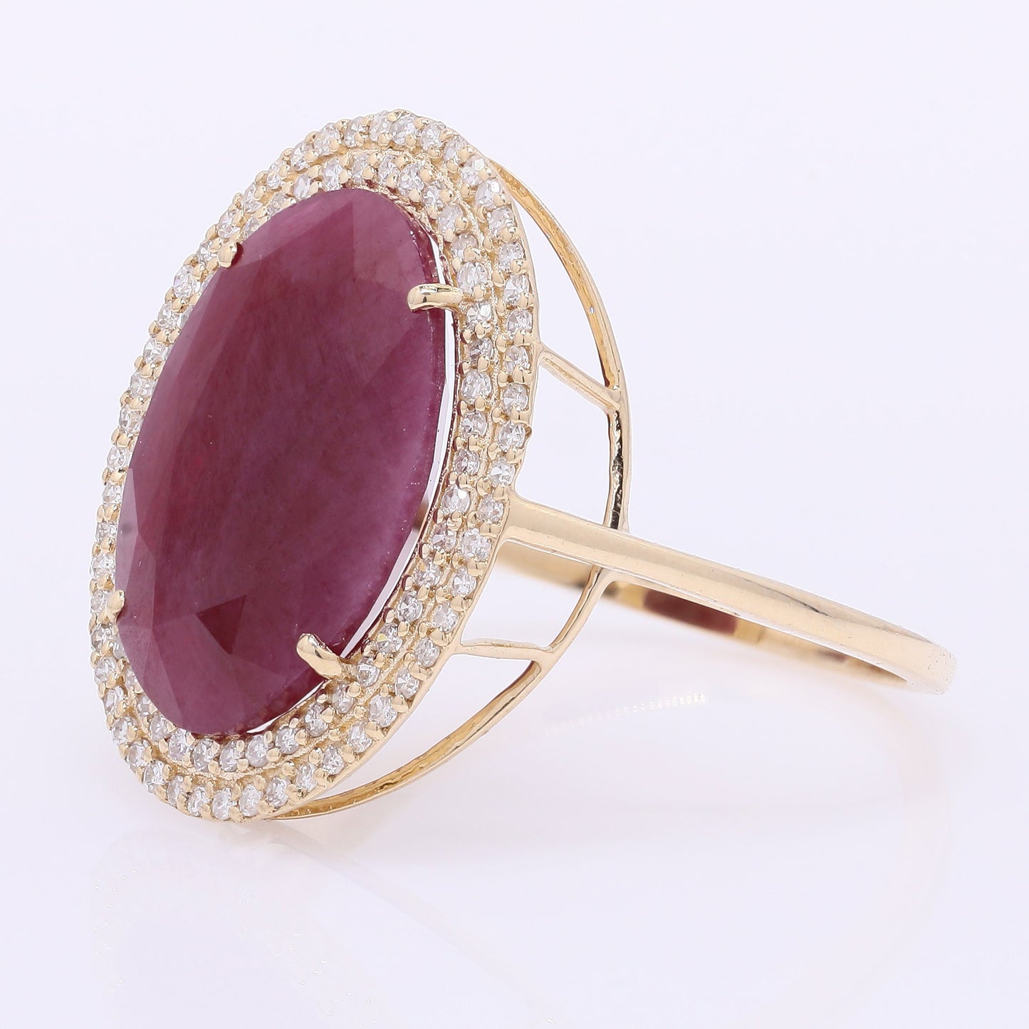 6.67 Ct Oval Mixed Cut Natural Ruby 14K Gold Ring