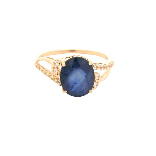 3.06 Ct Oval Sapphire 14K Gold Ring