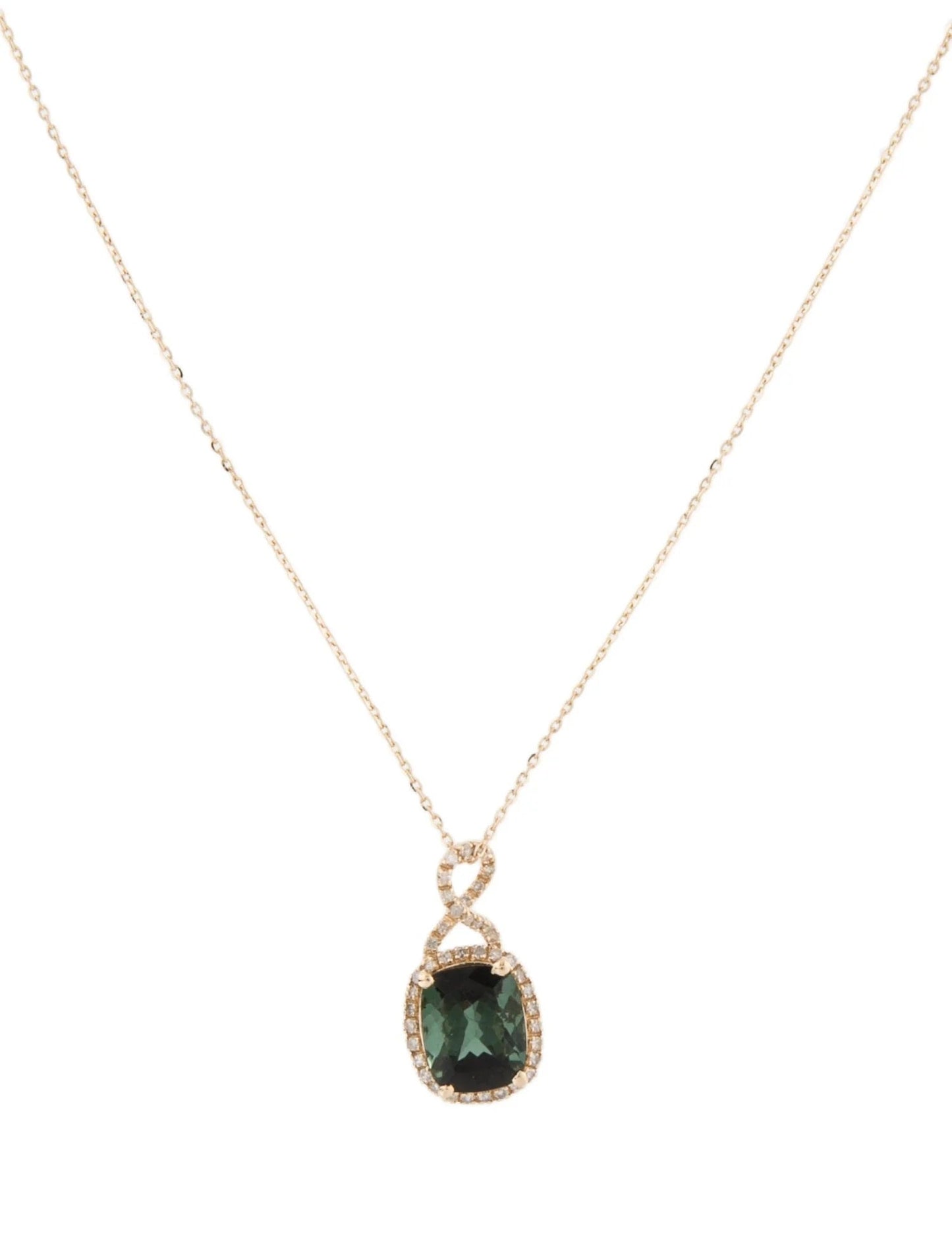 14K Tourmaline & Diamond Pendant Necklace