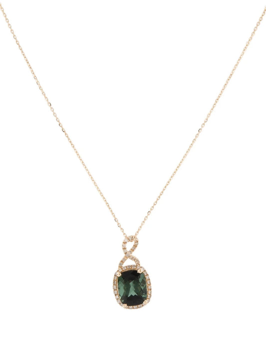 14K Tourmaline & Diamond Pendant Necklace