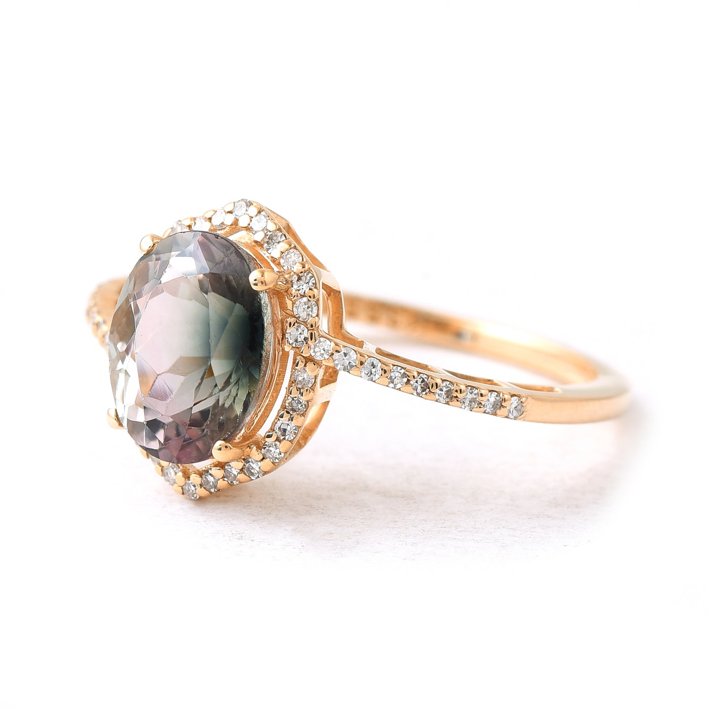 1.99 Ct Oval Mixed Cut Natural Tourmaline 14K Gold Ring