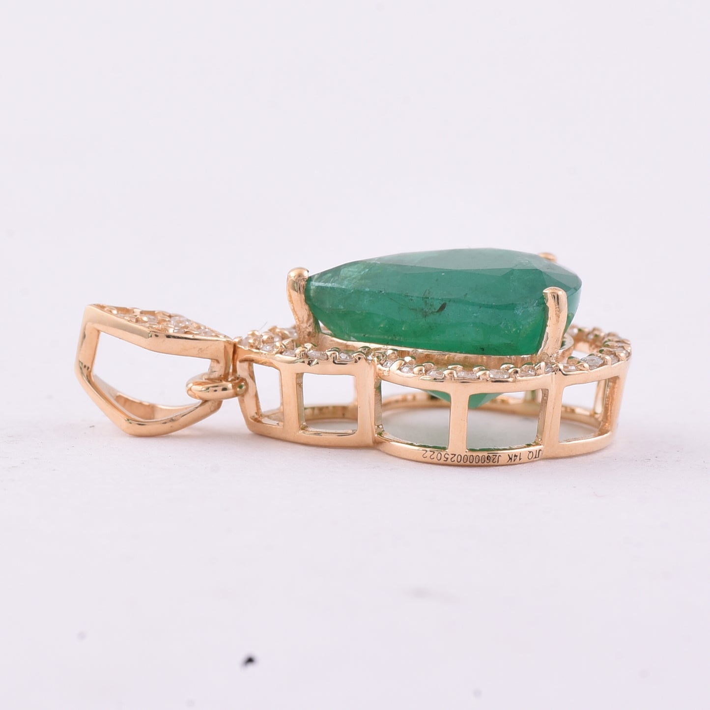 2.25 Ct Pear Mixed Cut Natural Emerald 14K Gold Pendant