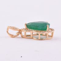 2.25 Ct Pear Mixed Cut Natural Emerald 14K Gold Pendant