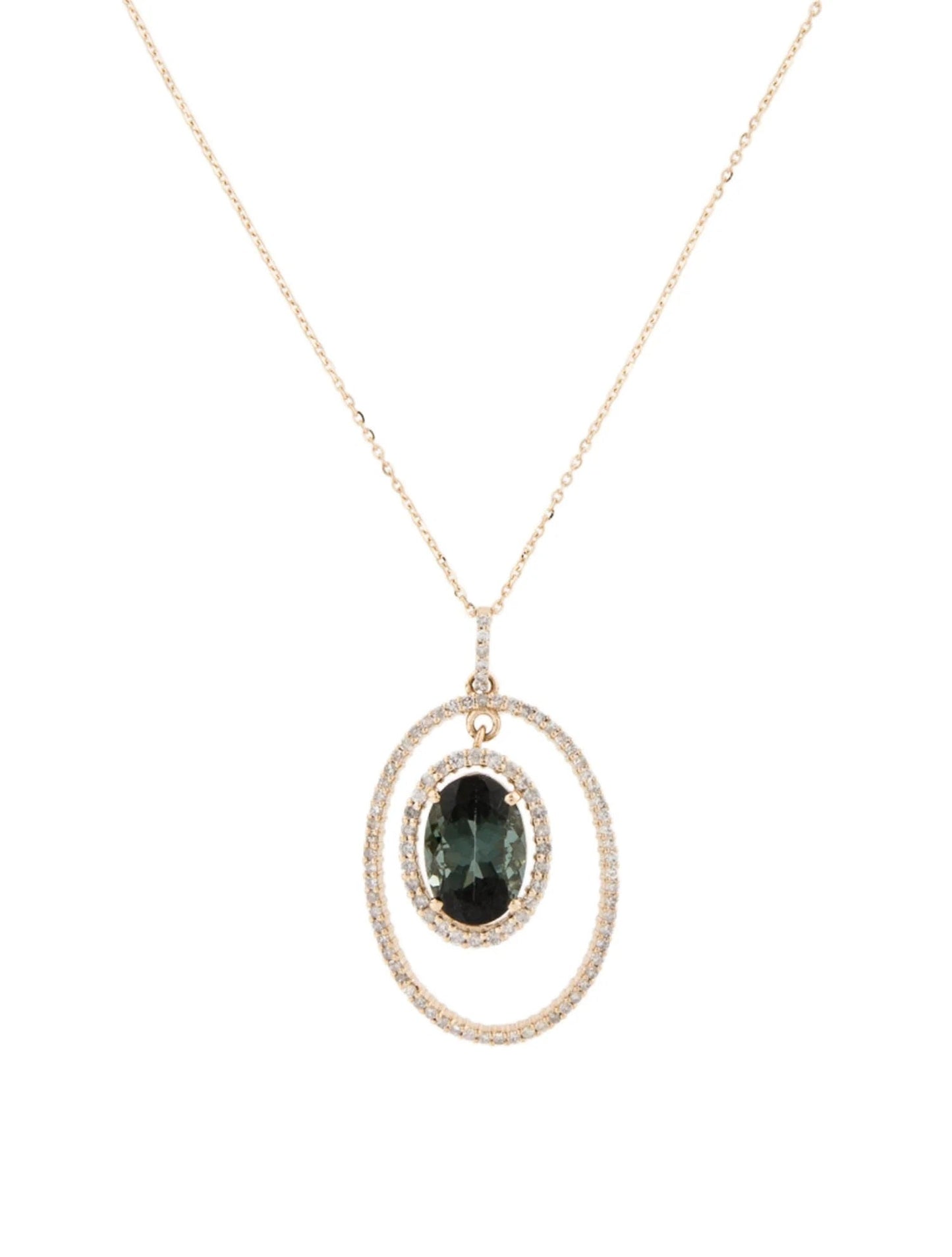 14K Tourmaline & Diamond Pendant Necklace