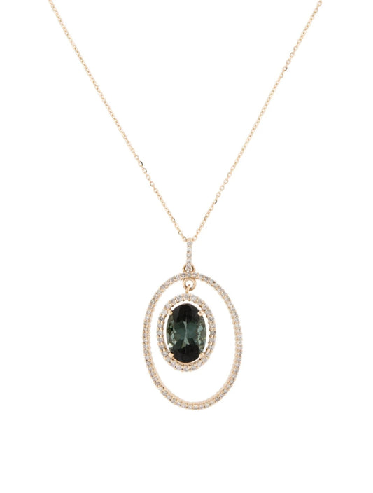 14K Tourmaline & Diamond Pendant Necklace